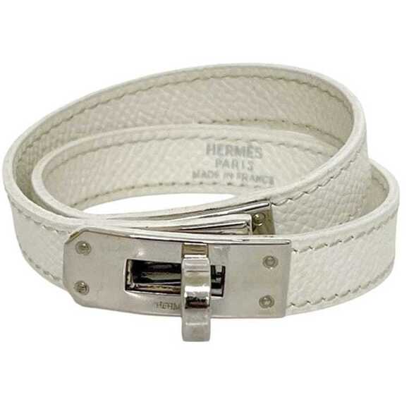 Hermes Kelly Bracelet ec-25212 White Leather □I Stamp HERMES P Hardware Men's...